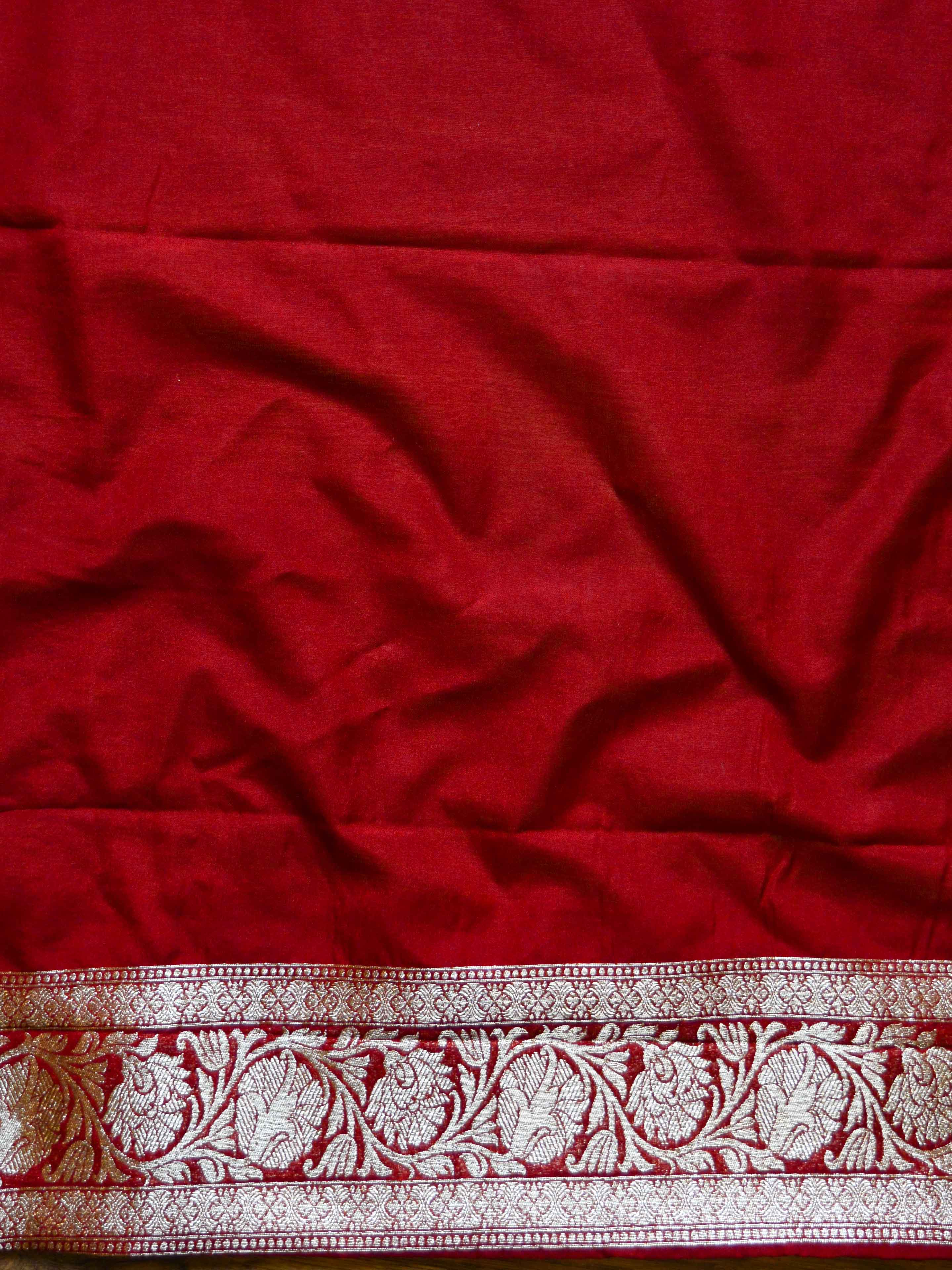 Banarasee Handwoven Art Silk Heavy Zari Jaal Weaving Saree-Maroon