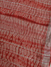 Bhagalpur Handloom Pure Linen Cotton Hand-Dyed Shibori Pattern Saree-Red