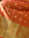 Banarasee Chanderi Cotton Zari Buta Design Salwar Kameez & Dupatta Set-Orange