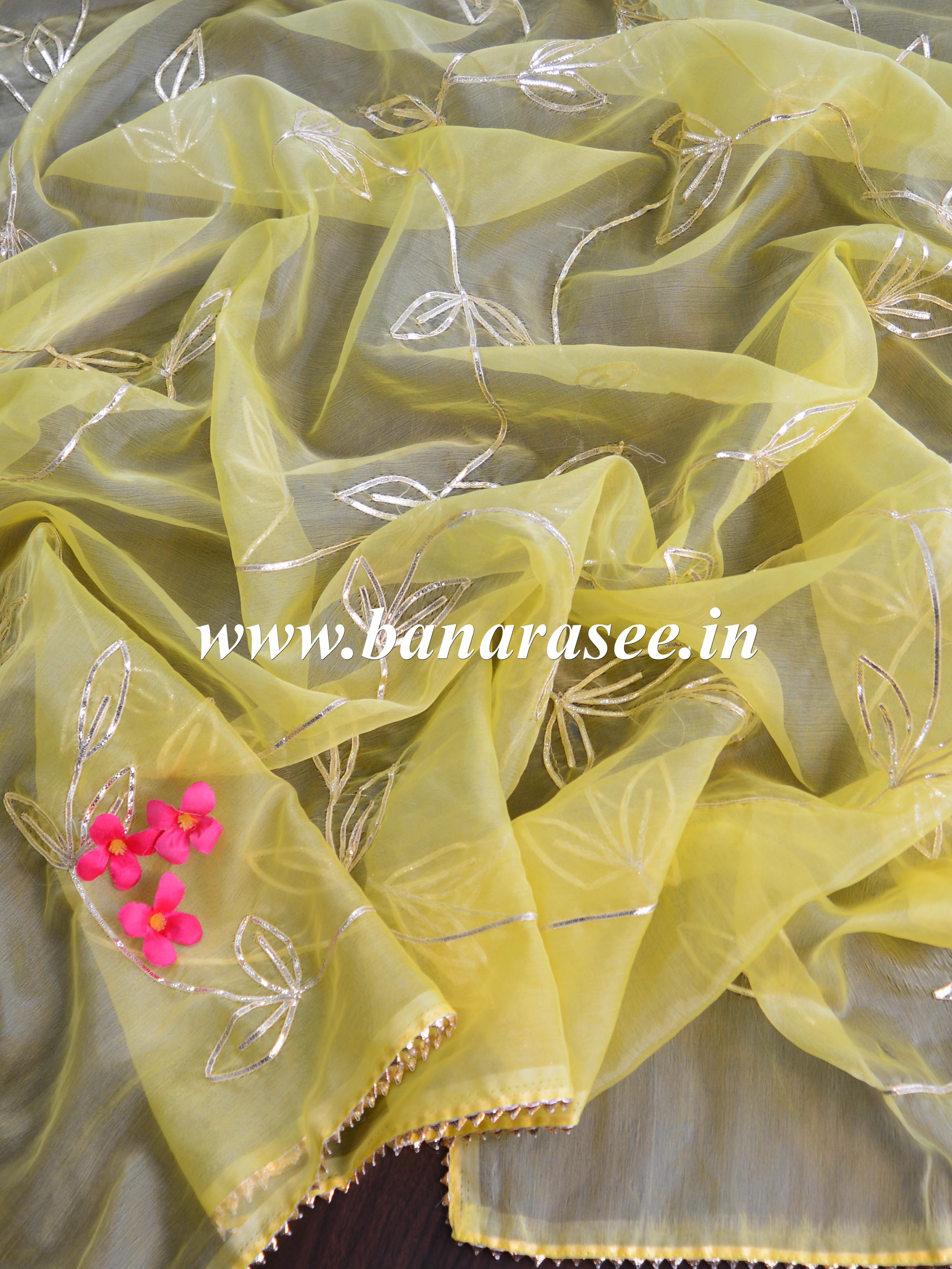 Banarasee Chiffon Gotapatti Dupatta-Yellow