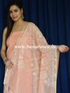 Banarasee Handwoven Chanderi Salwar Kameez Fabric With Embroidered Organza Dupatta-Peach