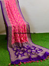 Banarasee Khaddi Chiffon Zari Jaal Saree-Pink & Violet