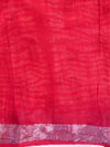 Bhagalpur Handloom Pure Linen Cotton Hand-Dyed Shibori Pattern Saree-Red