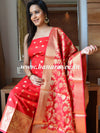 Banarasee Chanderi Cotton Zari Buta Design Salwar Kameez & Dupatta Set-Red