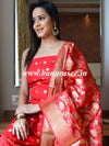 Banarasee Chanderi Cotton Zari Buta Design Salwar Kameez & Dupatta Set-Red