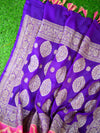Banarasee Khaddi Chiffon Zari Jaal Saree-Pink & Violet