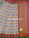Banarasee Organza Mix Saree With Meena Jaal Design-White