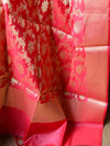 Banarasee Chanderi Cotton Zari Buta Design Salwar Kameez & Dupatta Set-Red