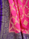 Banarasee Khaddi Chiffon Zari Jaal Saree-Pink & Violet