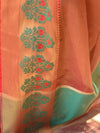 Banarasee Handwoven Broad Floral  Border Tissue Saree-Red