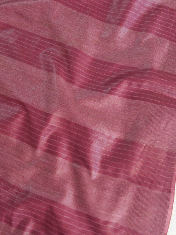 Bhagalpur Cotton Silk Ghichha Work Embroidered Saree-Rouge Pink