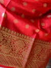 Banarasee Chanderi Cotton Zari Buta Design Salwar Kameez & Dupatta Set-Red