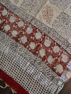 Handloom Linen Cotton Hand-Block Print Suit Set-Brown