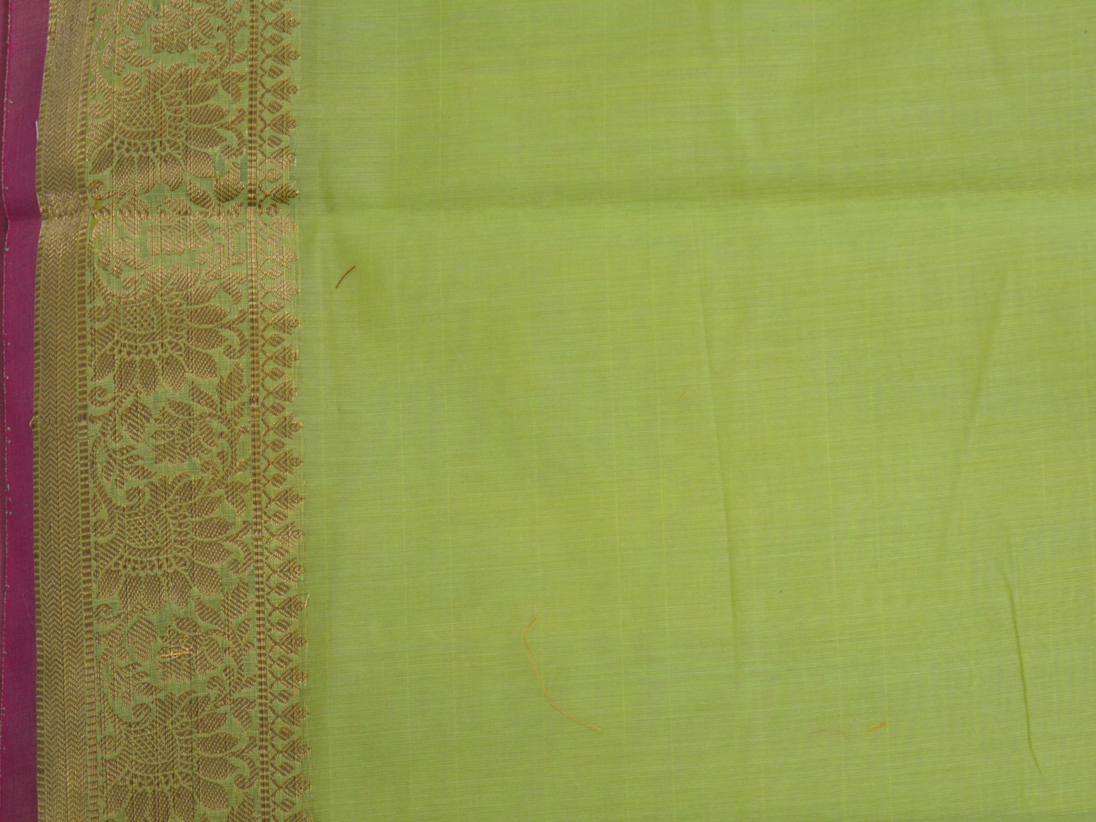 Banarasee Cotton Silk Mix Saree With Multicolor Resham Buta & Zari Border-Henna Green