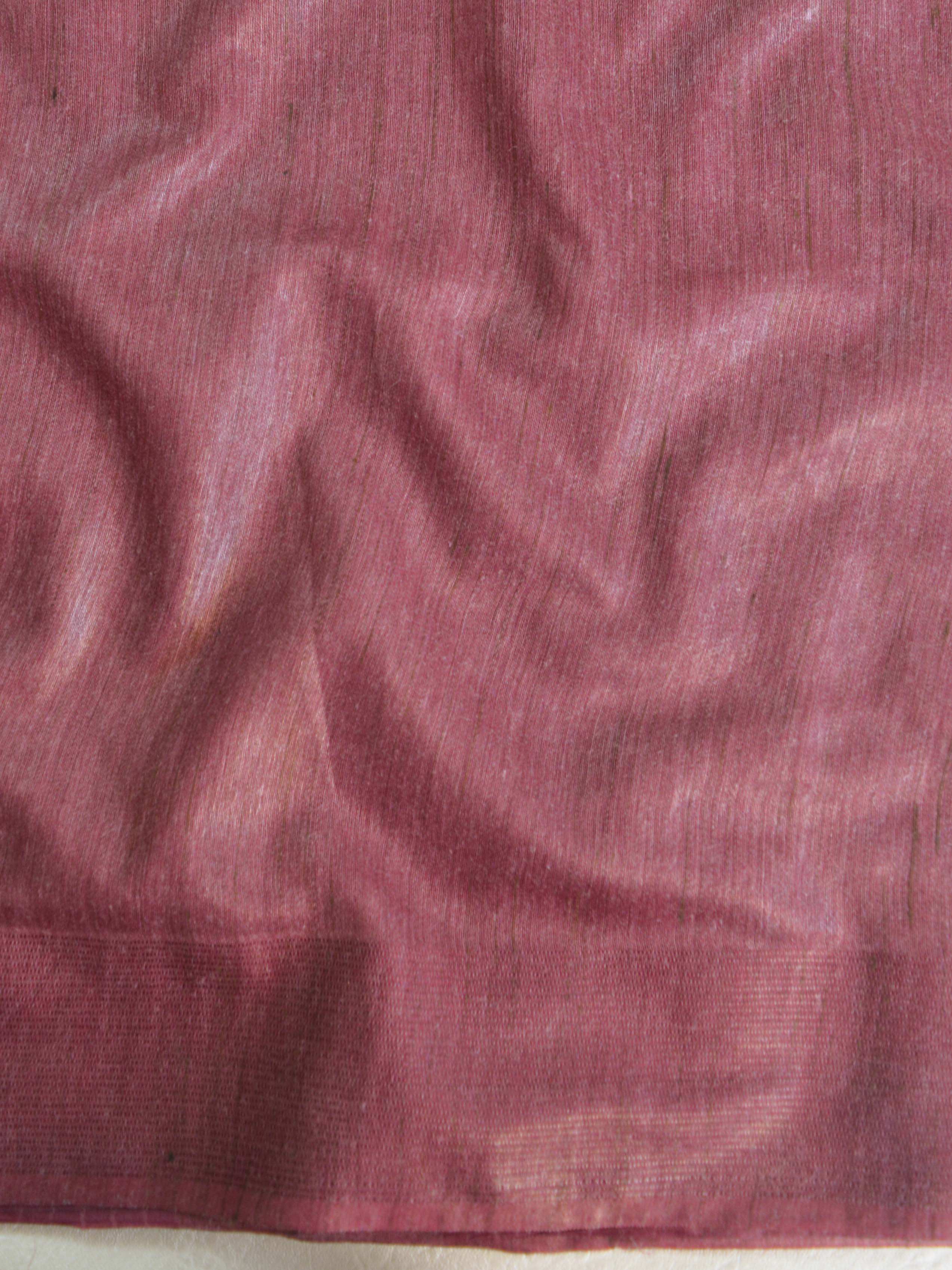 Bhagalpur Cotton Silk Ghichha Work Embroidered Saree-Rouge Pink
