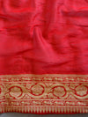 Banarasee Handwoven Semi-Chiffon Saree With Floral Border & Buta-Red