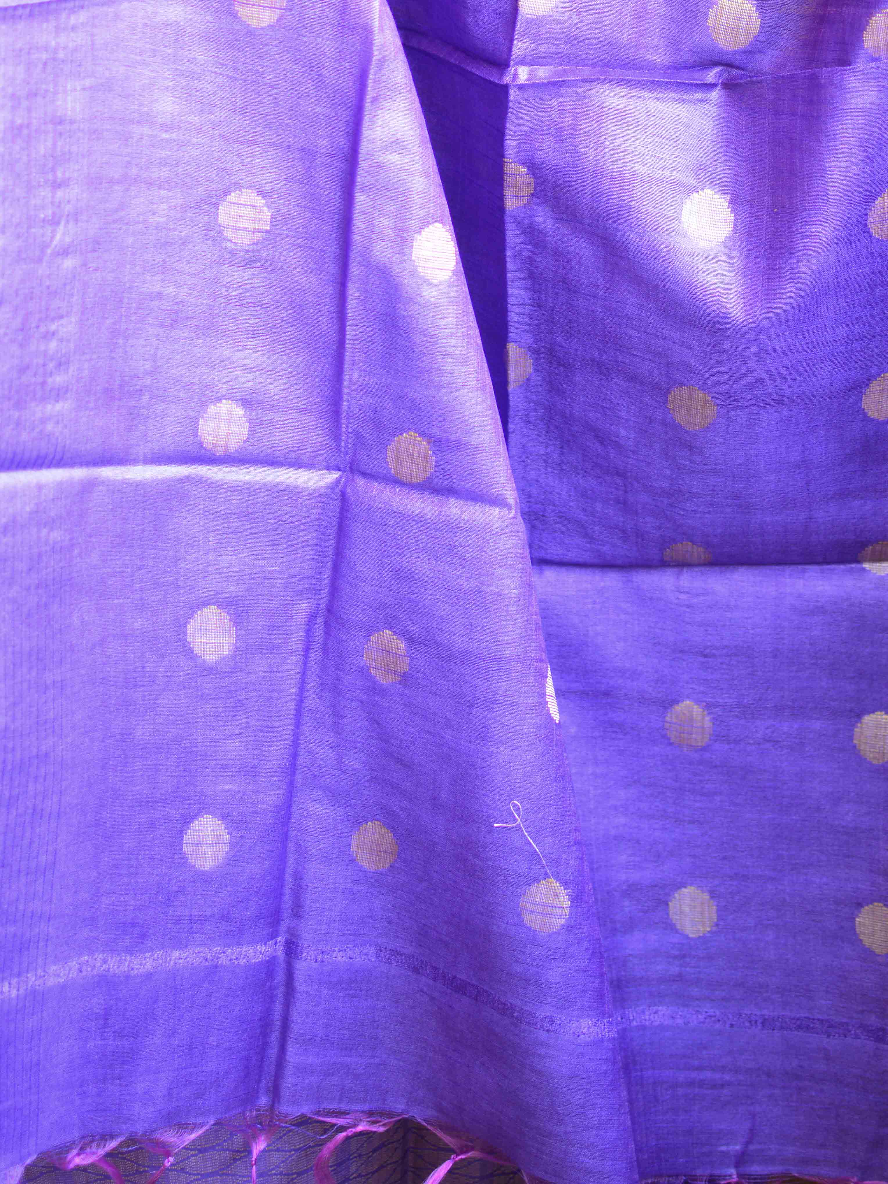 Bhagalpuri Cotton Silk Suit Set With Ghichha Work Salwar Kameez & Dupatta-Purple