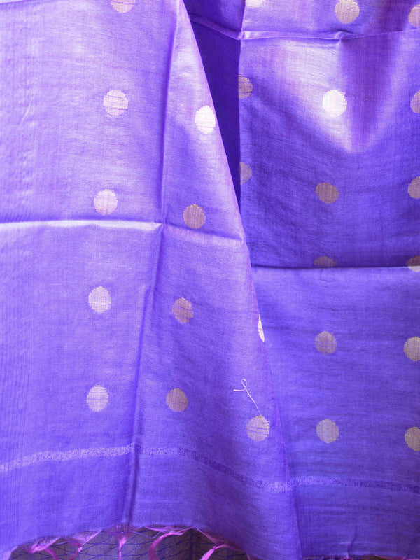 Bhagalpuri Cotton Silk Suit Set With Ghichha Work Salwar Kameez & Dupatta-Purple