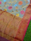 Banarasee Organza Mix Saree With Meena Jaal Design-White