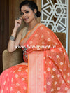Banarasee Cotton Silk Saree With Resham Buti & Border-Peach