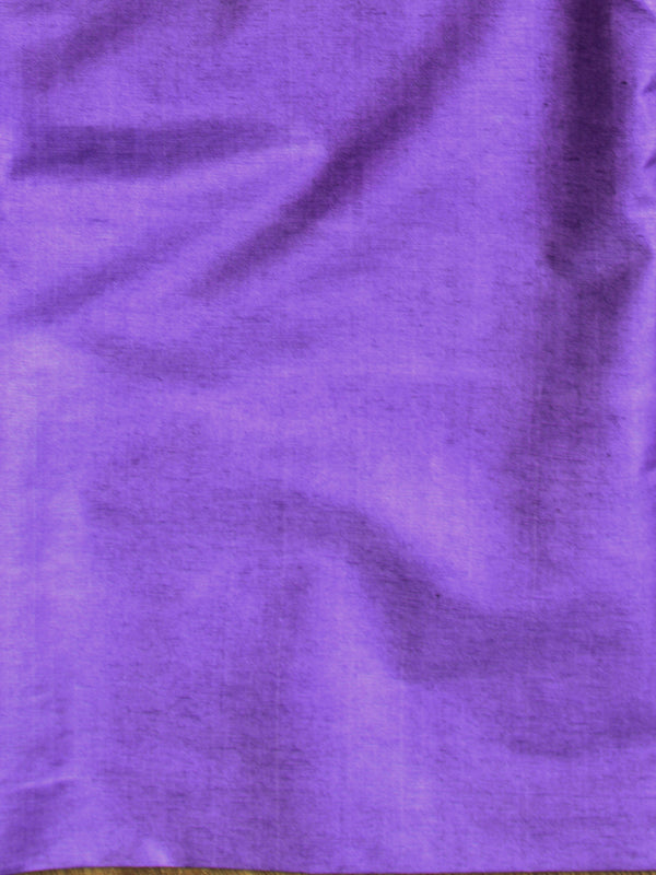 Banarasee Handloom Pure Chiffon Silk Kameez Fabric With Silver Zari Buta Dupatta-Lavender