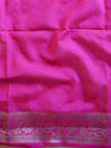 Banarasee Handwoven Semi-Chiffon Saree With Silver Zari-Rani Pink
