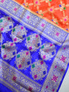 Banarasee Handwoven Semi Silk Saree With Jaal Design-Rust