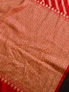 Banarasee Handwoven Semi-Chiffon Saree With Zig-Zag Design-Red