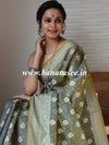 Banarasee Cotton Silk Saree With Resham Buti & Border-Grey