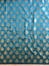 Banarasee Art Silk Buti Design Salwar Kameez Fabric With Contrast Dupatta-Green & Red