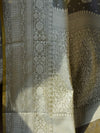 Banarasee Cotton Silk Saree With Resham Buti & Border-Grey