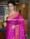 Banarasee Handwoven Semi-Chiffon Saree With Copper Zari Work-Magenta