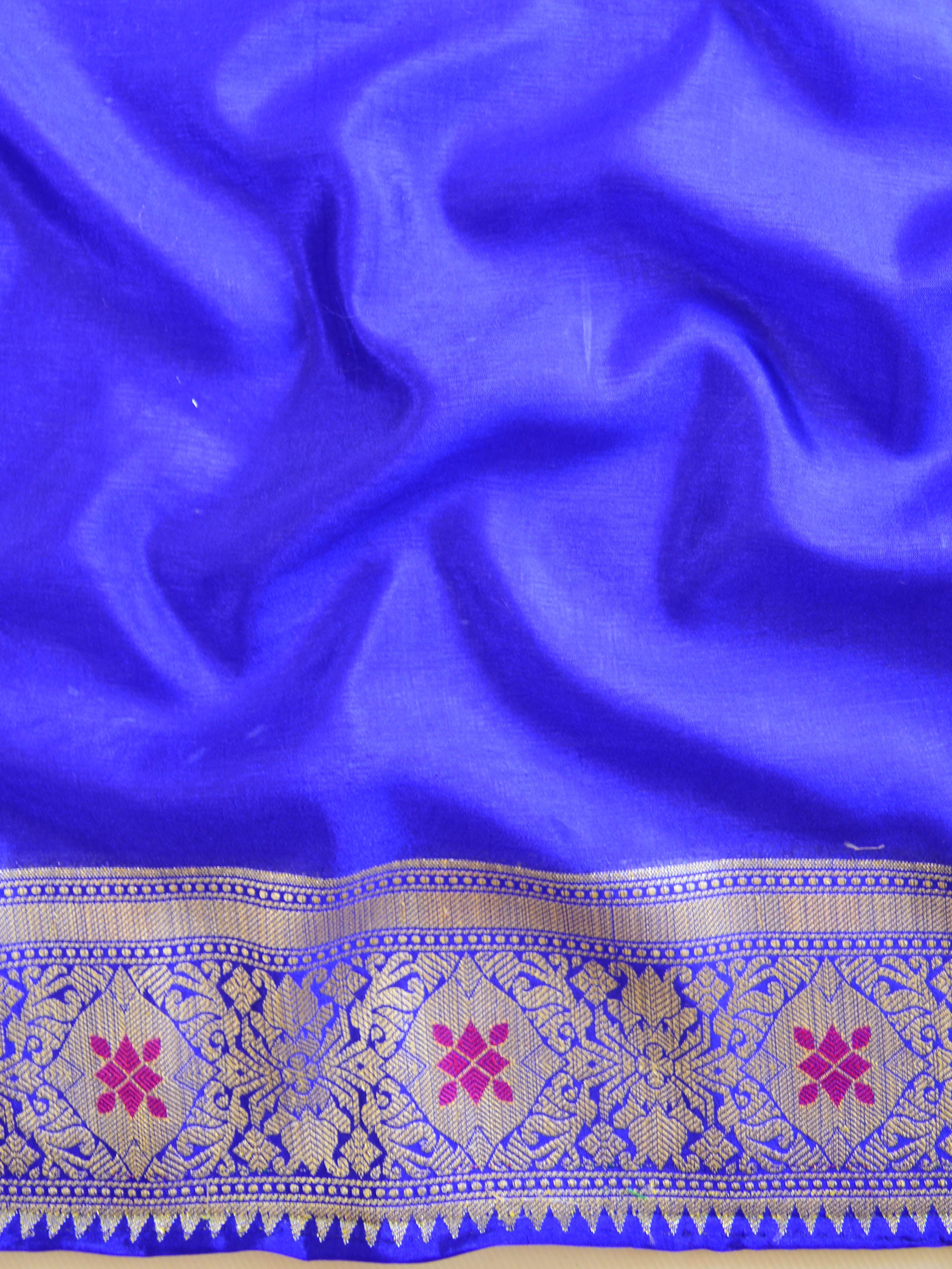 Banarasee Handwoven Semi Silk Saree With Jaal Design-Rust