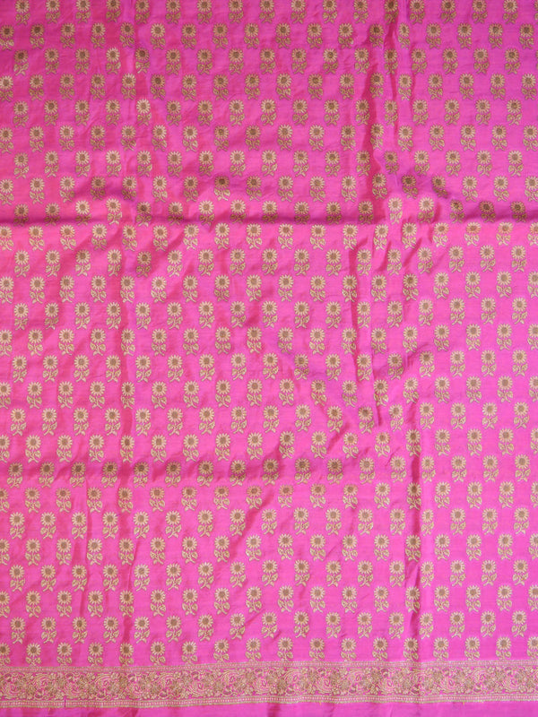 Banarasee Cotton Silk Salwar Kameez Resham & Zari Buti Fabric & Block Printed Dupatta-Pink & Beige