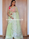 Banarasee Silk Cotton Mix Saree With Mirror Work-Mint Green
