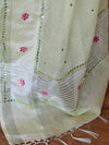 Banarasee Silk Cotton Mix Saree With Mirror Work-Mint Green