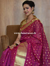 Banarasee Chanderi Cotton Zari Polka Dots With Skirt Border-Magenta