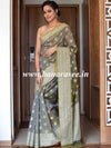 Banarasee Cotton Silk Saree With Resham Buti & Border-Grey