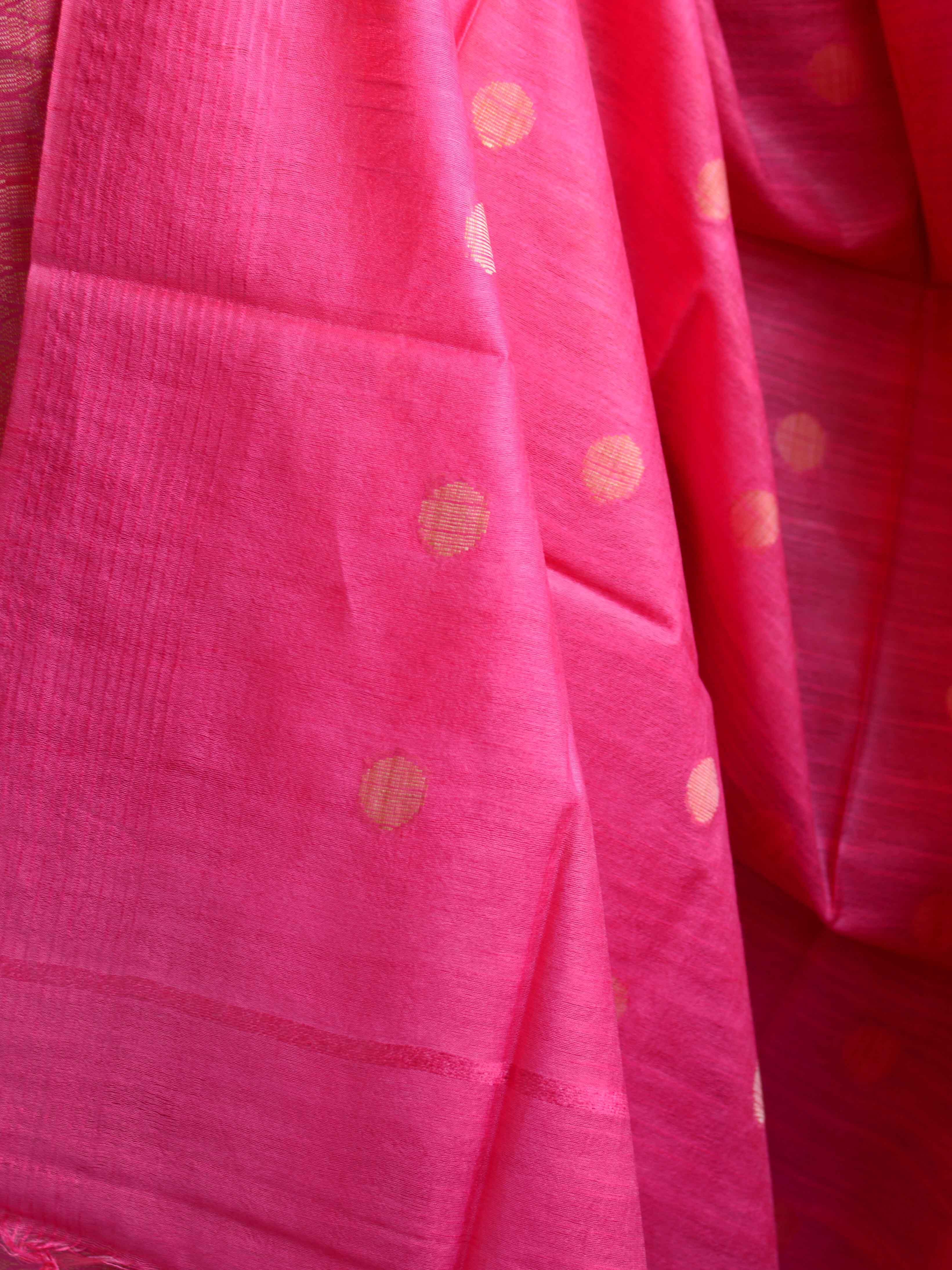 Bhagalpuri Cotton Silk Suit Set With Ghichha Work Salwar Kameez & Dupatta-Pink