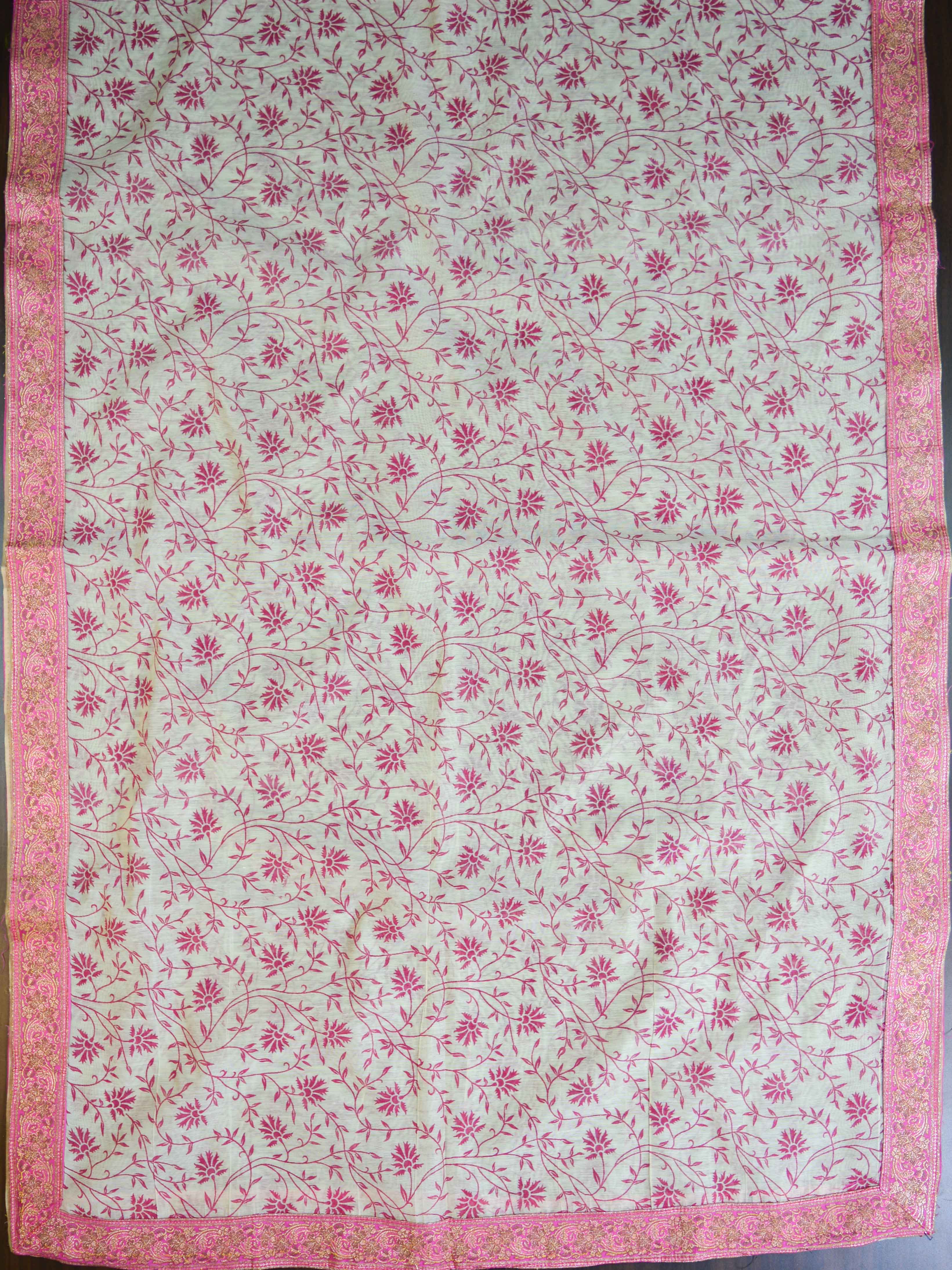 Banarasee Cotton Silk Salwar Kameez Resham & Zari Buti Fabric & Block Printed Dupatta-Pink & Beige