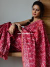 Handloom Chanderi Bagru Block Printed Saree-Red