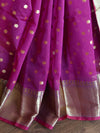 Banarasee Chanderi Cotton Zari Polka Dots With Skirt Border-Magenta