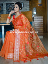 Banarasee Handwoven Organza Silk Multicolour Resham Floral Embroidery Saree-Orange