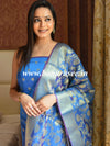 Banarasee Chanderi Cotton Zari Buta Design Salwar Kameez & Dupatta Set-Blue
