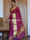 Banarasee Chanderi Cotton Zari Polka Dots With Skirt Border-Magenta