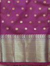 Banarasee Chanderi Cotton Zari Polka Dots With Skirt Border-Magenta