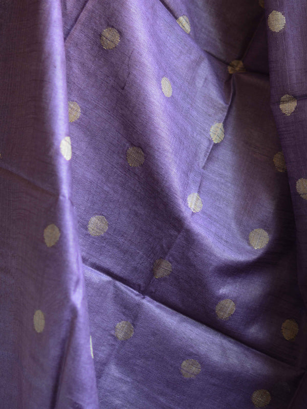 Bhagalpuri Cotton Silk Suit Set With Ghichha Work Salwar Kameez & Dupatta-Purple