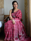 Handloom Chanderi Bagru Block Printed Saree-Red
