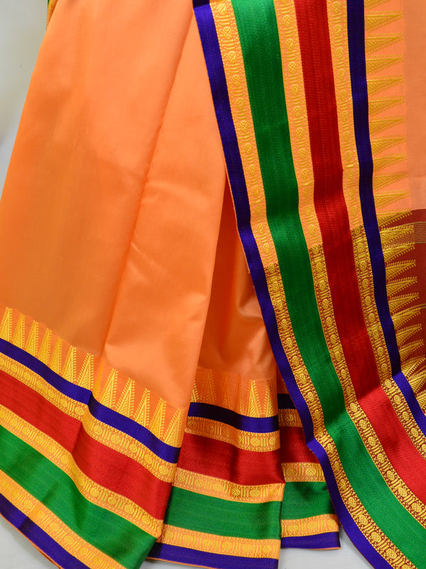 Banarasee Handwoven Art Silk Saree With Contrast Pallu-Peach