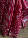 Handloom Chanderi Bagru Block Printed Saree-Red